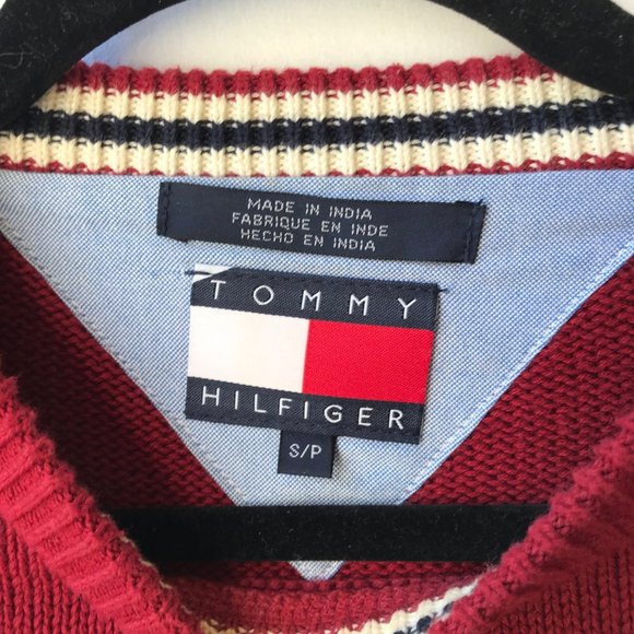 Vtg Tommy Hilfiger Brick Red Cardigan Sweater Cotton Mens Size Small S/P Solid - Picture 5 of 12